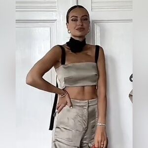 NEW‼️ Zara Bloggers Favorite SATIN EFFECT SHORT TOP Size XS